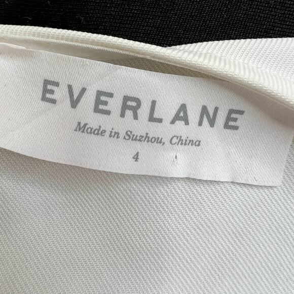 EVERLANE White Ivory Japanese GoWeave Crew Neck 3/4 Sleeve Back Zip Top Blouse 4 - Picture 6 of 7
